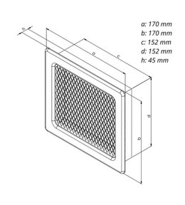 Mřížka krbová uzavíratelná s rámečkem a síťovinou LKM, 170 x 170 mm, bílý lak 0718