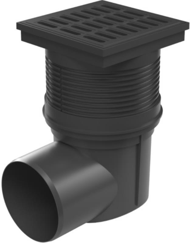 Vpusť kanalizační boční D 110 mm, suchá klapka, plastová mřížka, černá, ENPRO