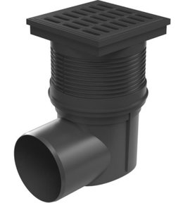 Vpusť kanalizační boční D 110 mm, suchá klapka, plastová mřížka, černá, ENPRO