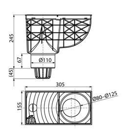 Lapač střešních splavenin přímý DN Ø 110 mm, černá, ENPRO