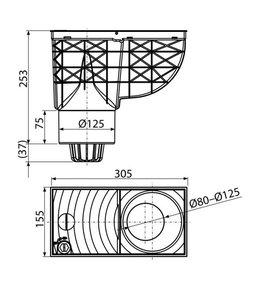 Lapač střešních splavenin přímý DN Ø 125 mm, černá, ENPRO