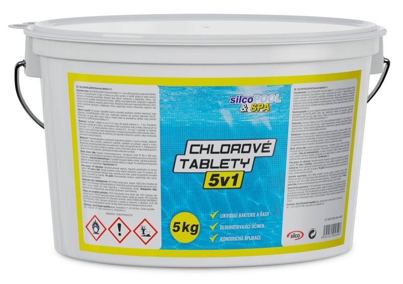 Chemie bazénová, Chlorové tablety 5 v 1, 5 kg, SILCO