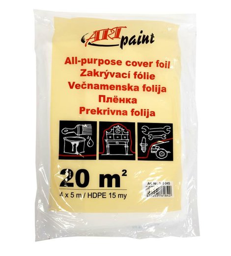 Fólie zakrývací HDPE, 15 µm, 4 x 5 m, průsvitná