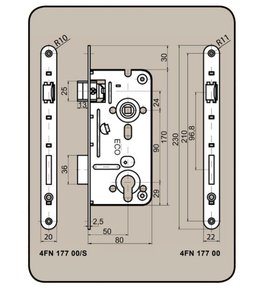 Zámek stavební 8090 V, pravý