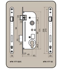 Zámek stavební 6090/45 V, pravý