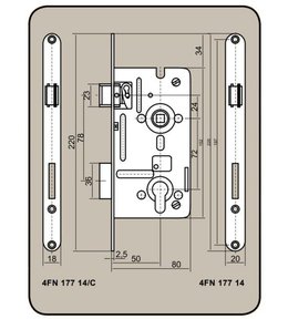 Zámek stavební 8072/50 V, levý