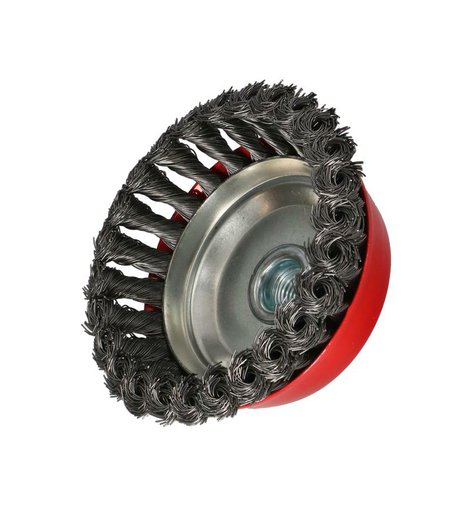 Kartáč drátěný čelní copánkový ocelový, závit M14 75 20, FASTER TOOLS