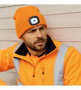 Zimní čepice s LED svítilnou oranžová