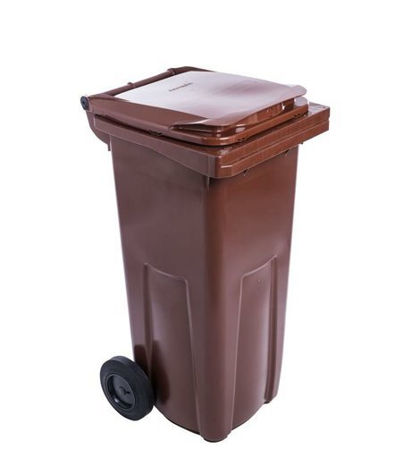 Popelnice plastová, 120 l, hnědá