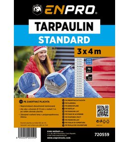 Plachta zakrývací STANDARD, 3 x 4 m, 70 g/m², modro - stříbrná, ENPRO