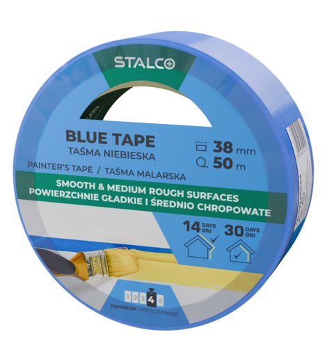 Páska lepící, maskovací, 38 mm x 50 m, modrá, STALCO