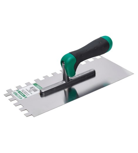 Hladítko nerezové 280 x 130 mm, dvoukomponentní rukojeť, 12 x 12 zubů, STALCO